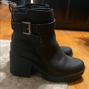 Torrid Black Heeled Boots with Buckle Straps